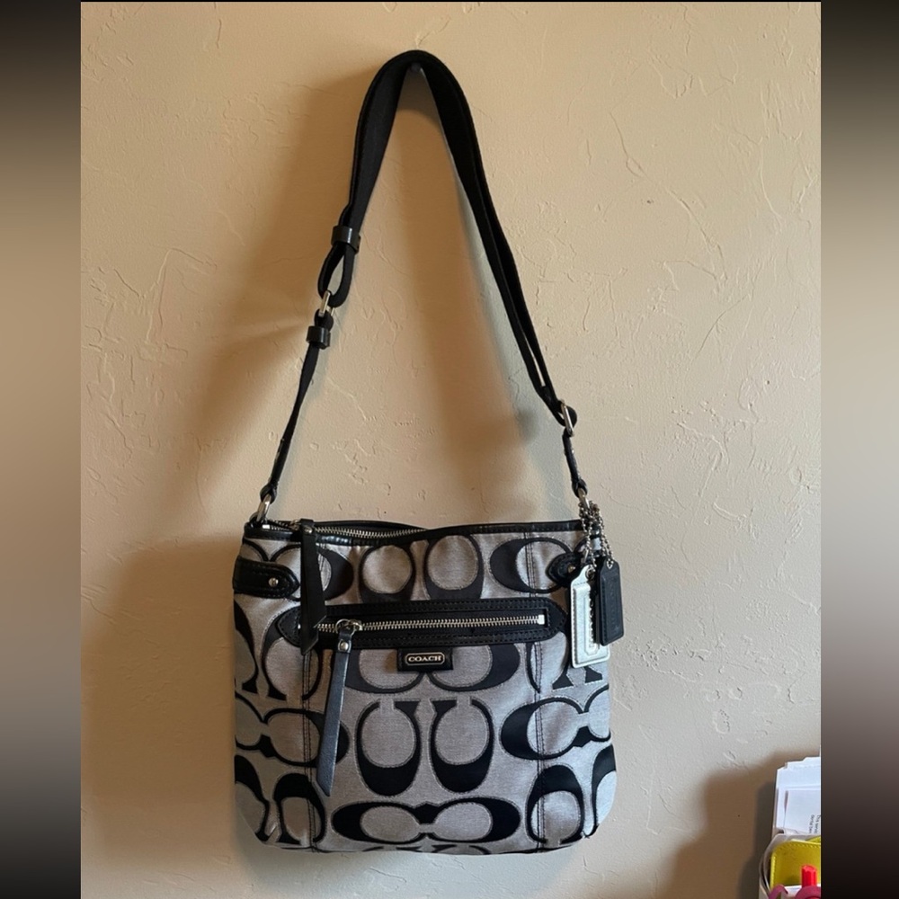 Coach Black and Silver Interior Handbag
